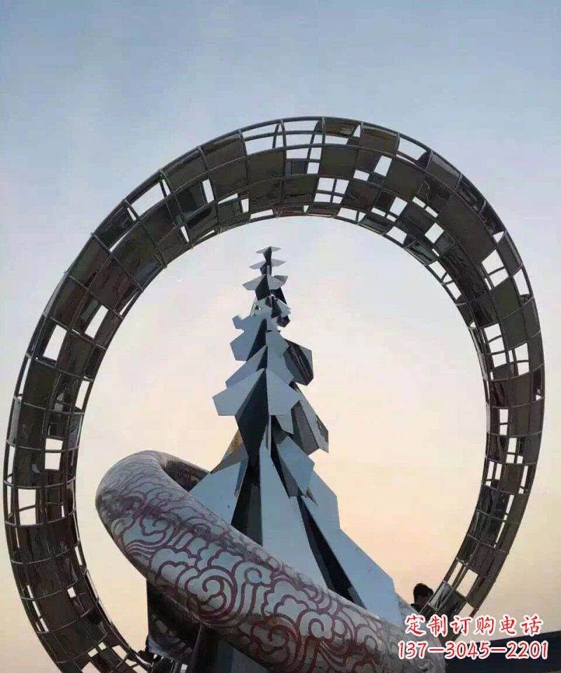 贵州不锈钢松树祥云雕塑