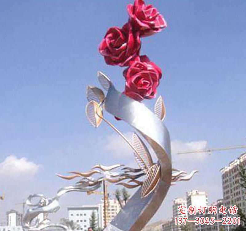 贵州不锈钢玫瑰雕塑,点缀广场景观