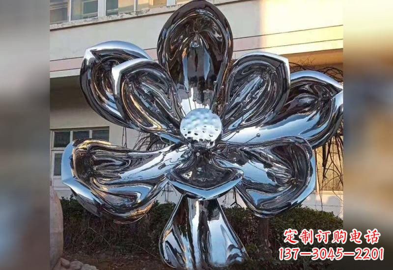 贵州不锈钢广场镜面莲花雕塑精美外形,传承佛教文化