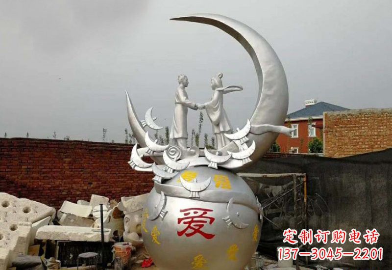 贵州牛郎织女传说的不锈钢雕塑