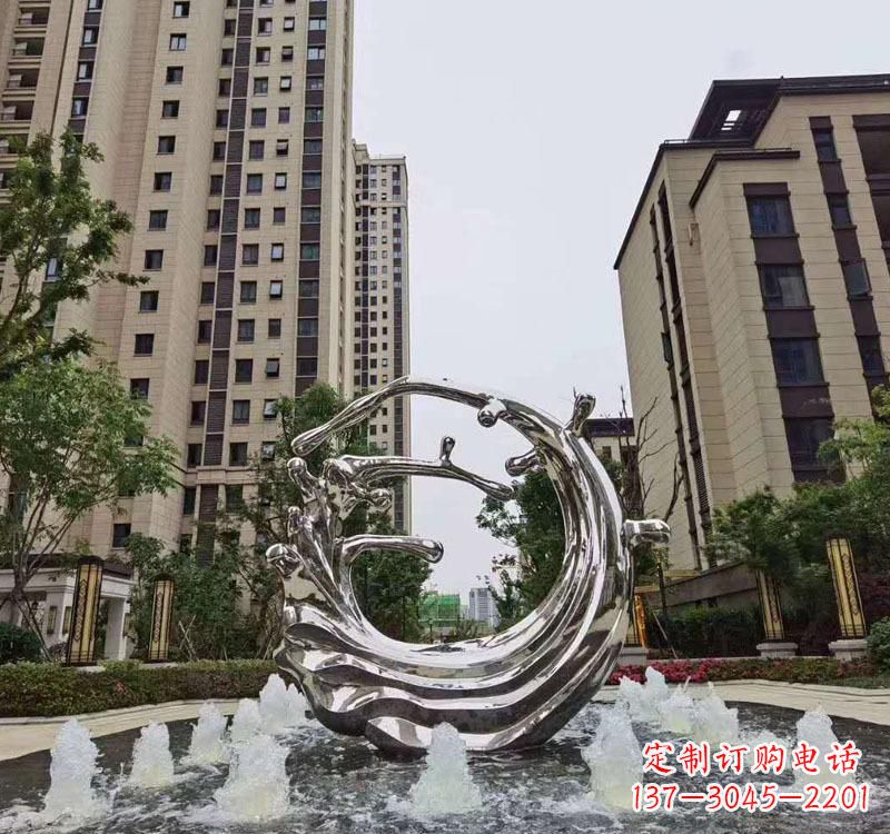 贵州不锈钢海浪喷泉雕塑精美雕刻,灿烂绚烂
