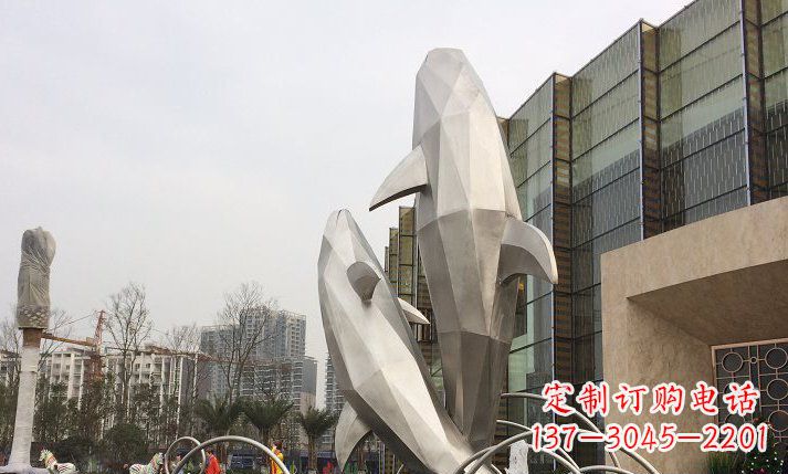 贵州不锈钢海豚喷泉雕塑精美的海洋之美
