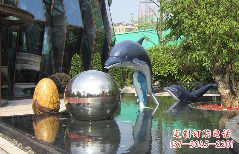 贵州不锈钢海豚景观雕塑创造精美绝伦的企业公园
