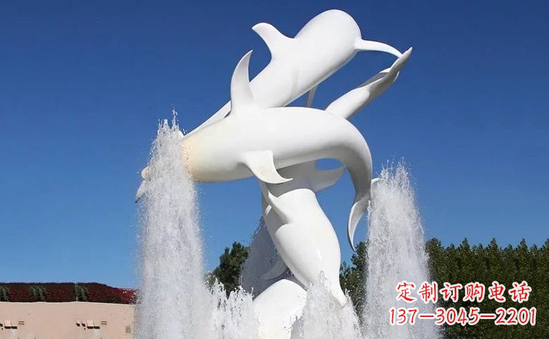 贵州不锈钢海豚喷泉雕塑传递海豚的美丽