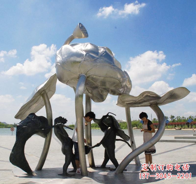 贵州荷花之美——不锈钢荷花广场雕塑