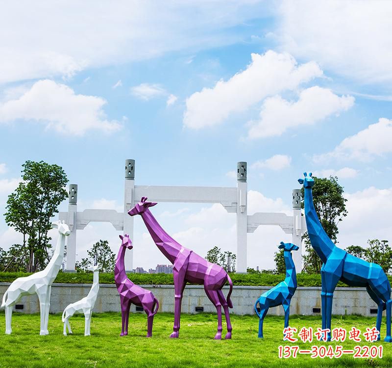 贵州不锈钢材质的长颈鹿雕塑