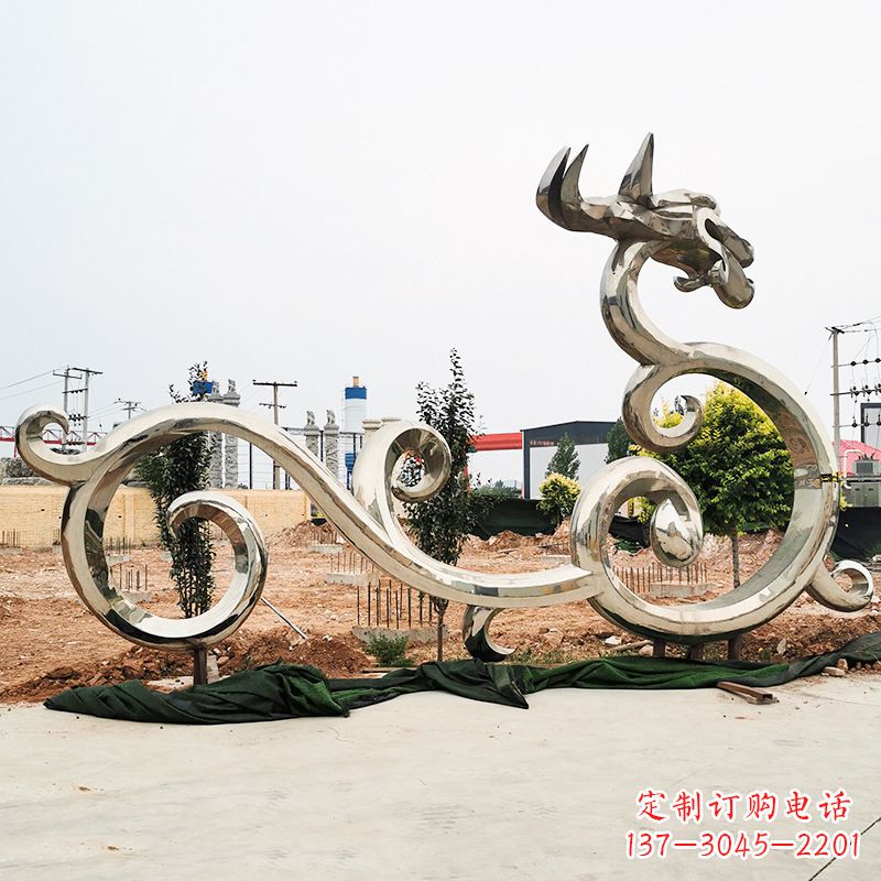 贵州不锈钢花边龙形雕塑传承中华文化精髓