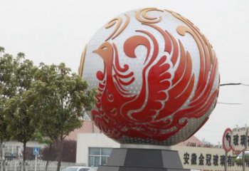 贵州不锈钢凤凰浮雕圆球雕塑精美雕塑把艺术带到生活中