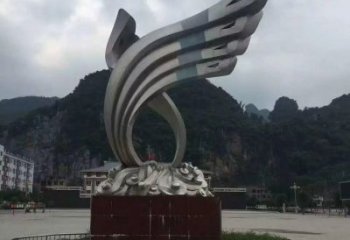 贵州翅膀雕塑——环绕不锈钢广场的精美艺术品