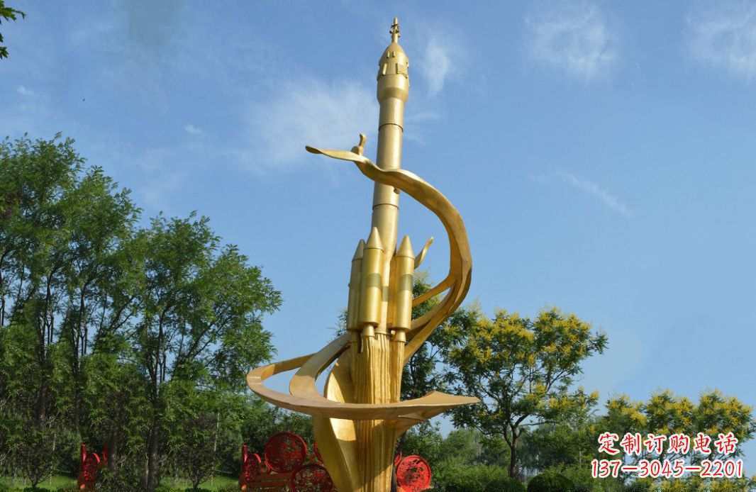贵州火箭飞向蓝天不锈钢火箭广场景观雕塑