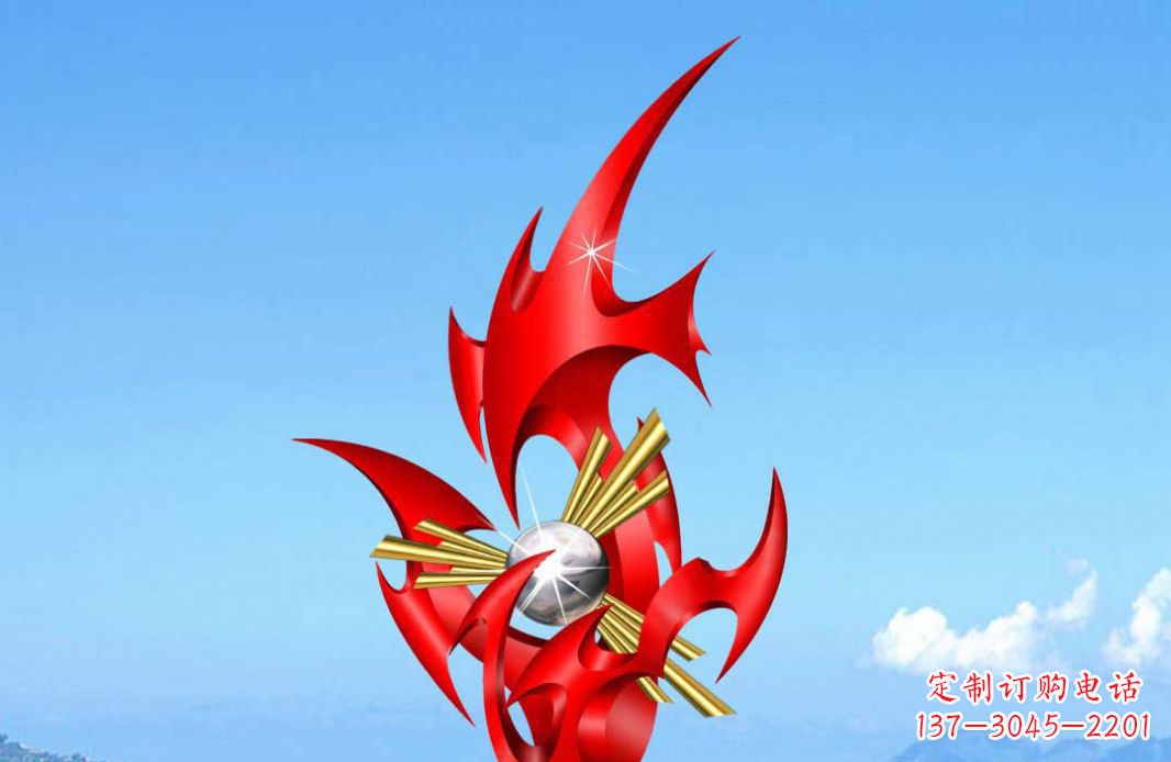 贵州不锈钢火苗抽象景观雕塑给城市添彩