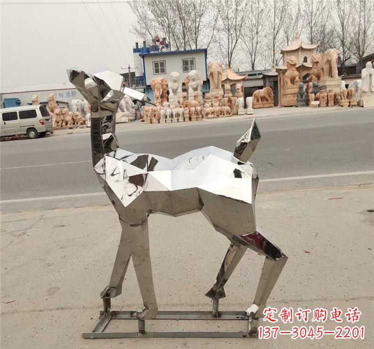 贵州不锈钢几何小鹿雕塑精美艺术品