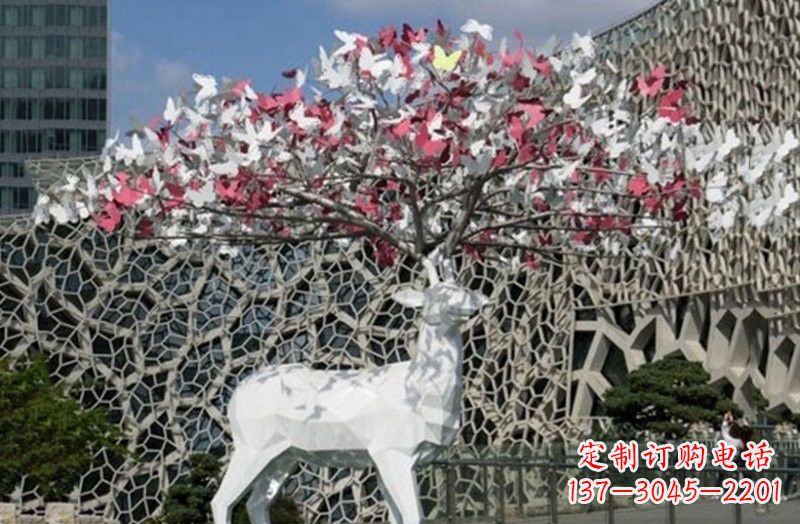 贵州不锈钢几何小鹿雕塑精致之美