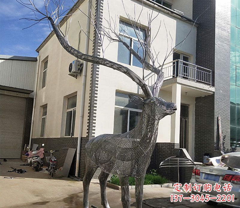 贵州不锈钢景观梅花鹿雕塑美丽的艺术精品