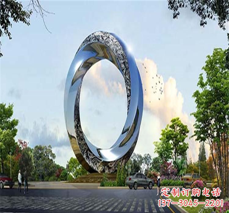 贵州不锈钢圆环雕塑美丽的空间装饰