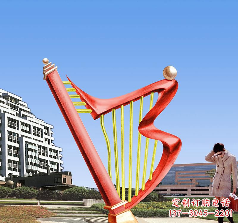 贵州不锈钢竖琴雕塑把旋律汇聚成艺术精品