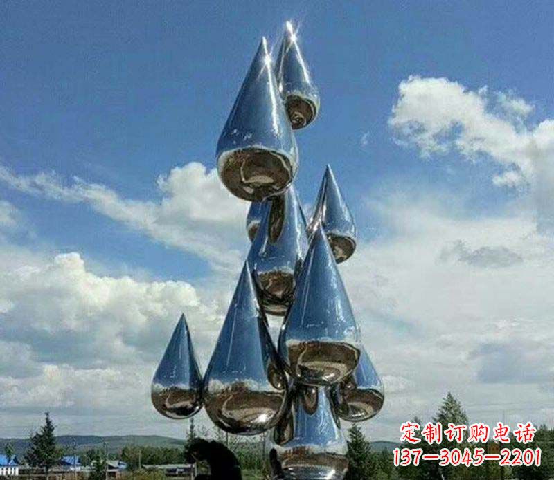 贵州不锈钢镜面大型水滴雕塑——艺术精美、精致优雅