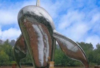 贵州大型海边公园水景动物雕塑——不锈钢鲸鱼