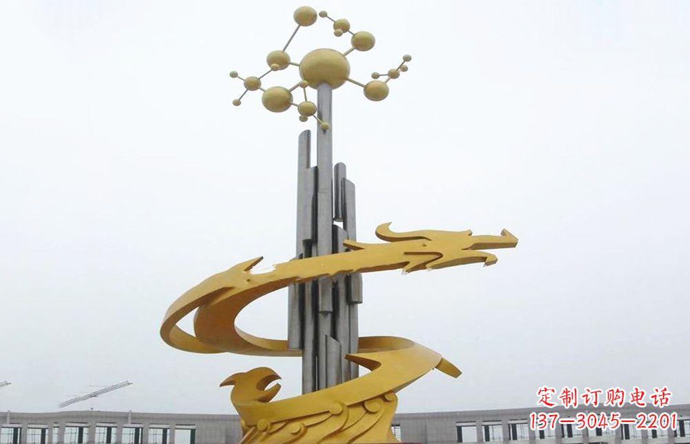 贵州龙雕塑——点缀不锈钢城市景观