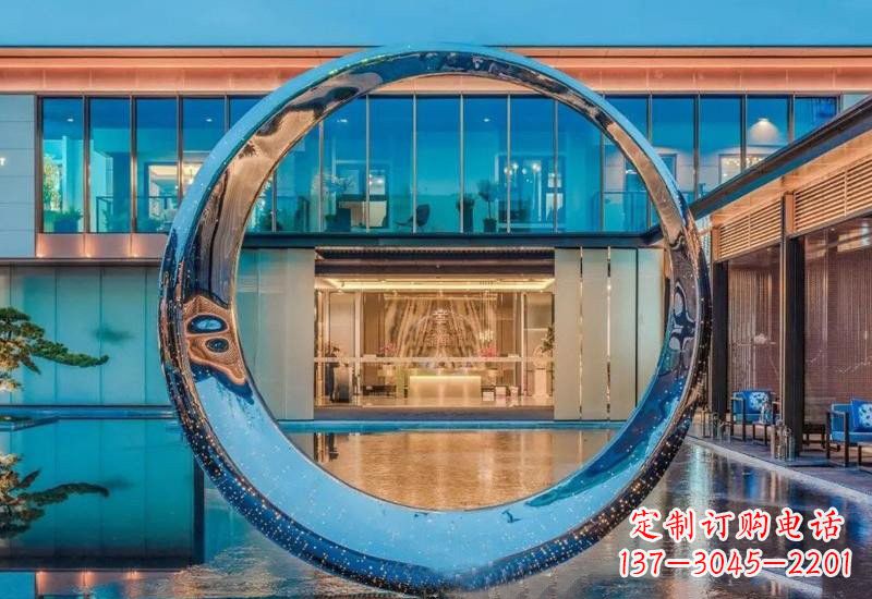 贵州不锈钢镂空灯光圆环雕塑