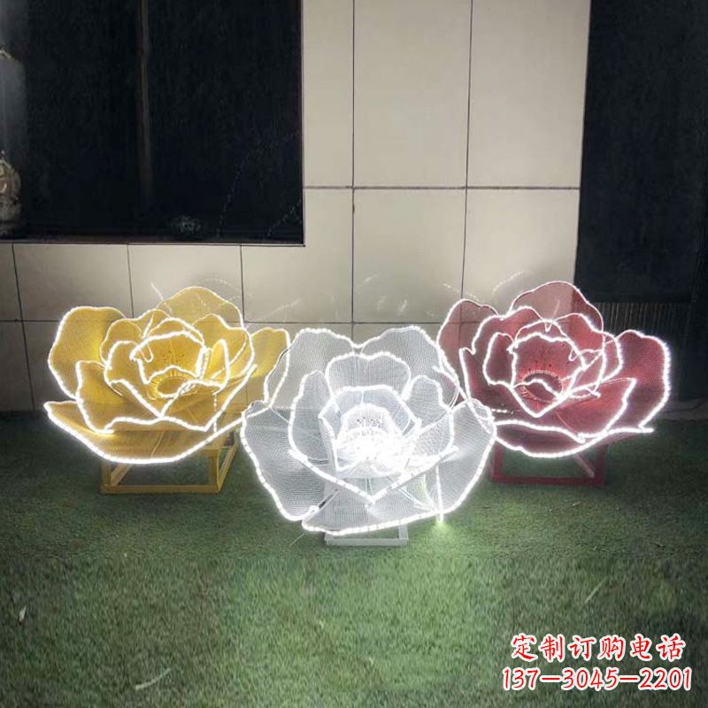 贵州精美不锈钢玫瑰花灯光雕塑