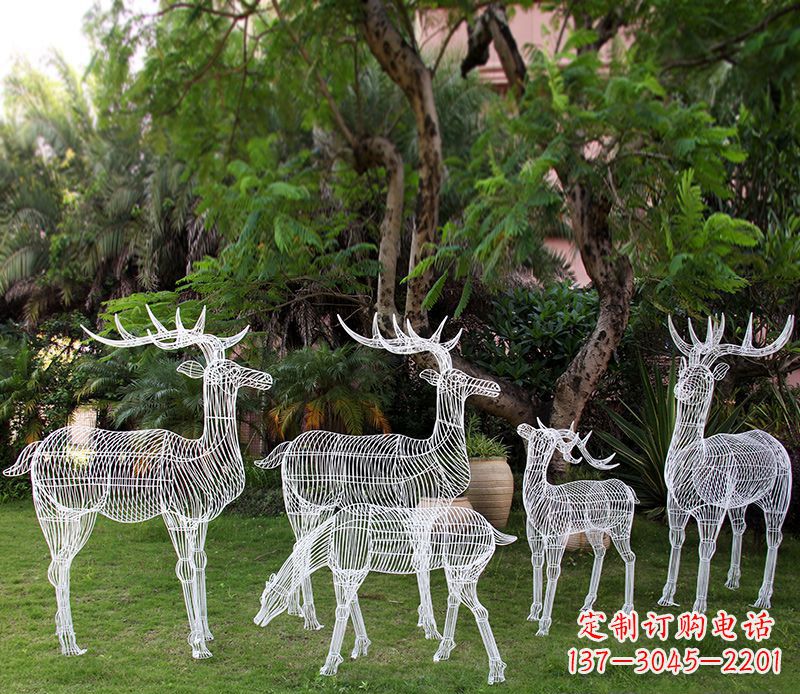 贵州精美的不锈钢镂空梅花鹿雕塑