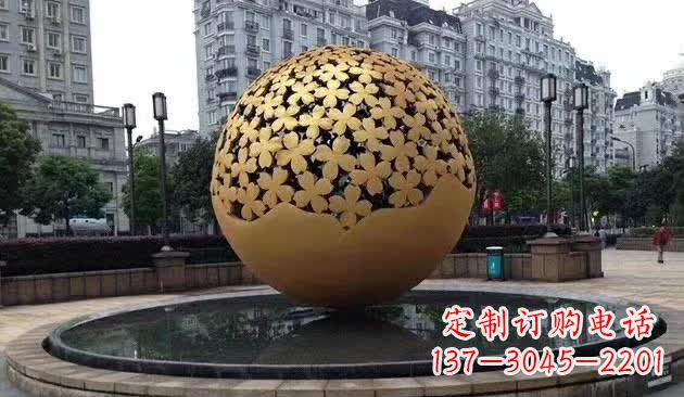 贵州不锈钢镂空球喷泉雕塑——精致美观