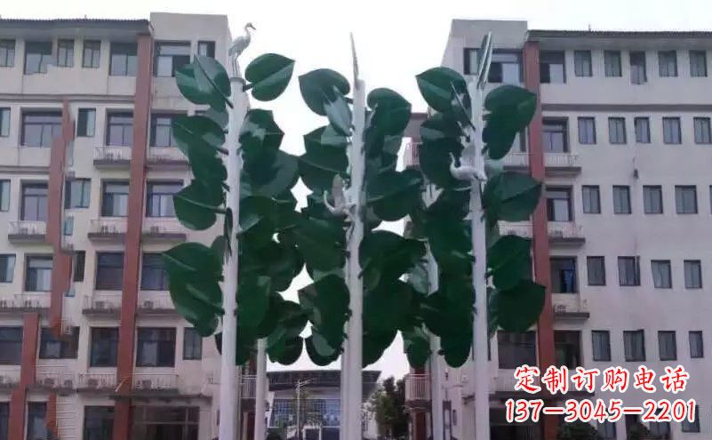 贵州浓郁绿意,不锈钢树叶雕塑