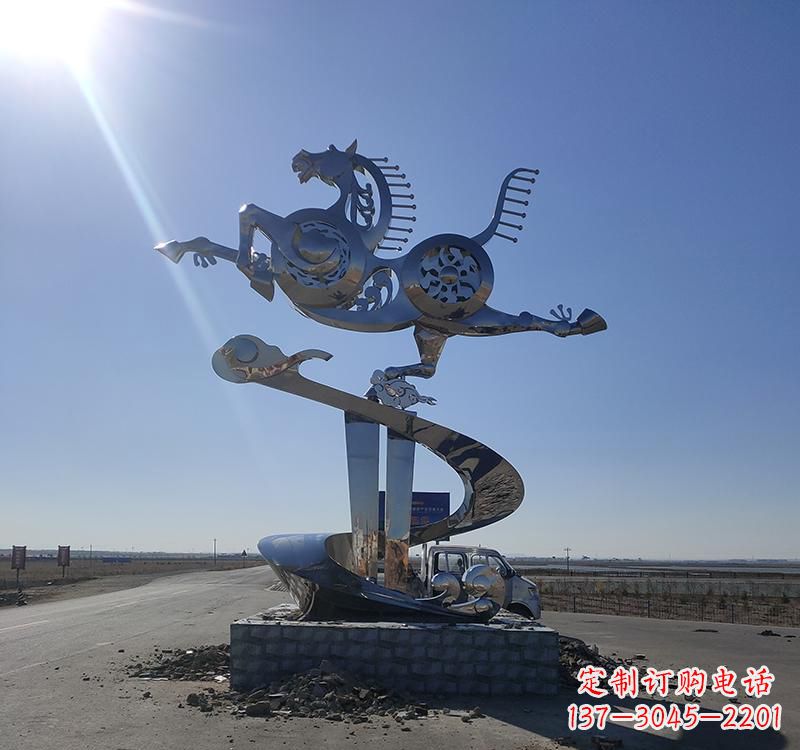 贵州不锈钢马踏飞燕城市雕塑