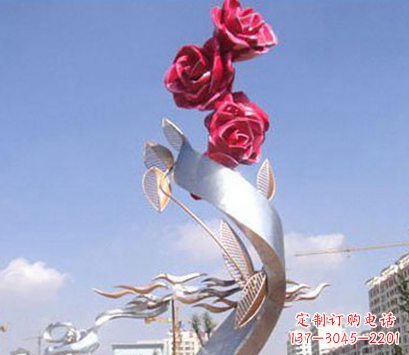 贵州不锈钢玫瑰雕塑精美的艺术品