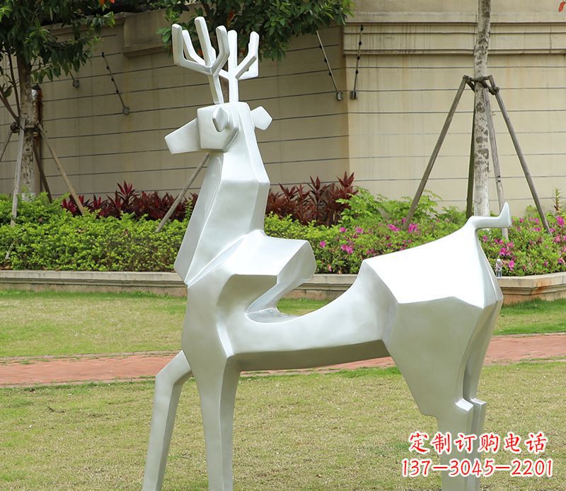 贵州不锈钢美陈动物雕塑——鹿