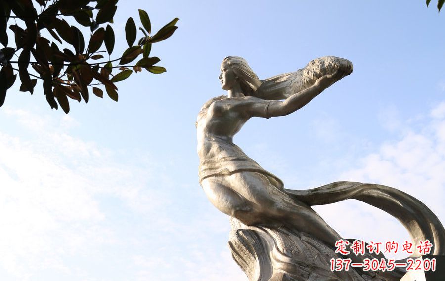 贵州女娲传承中华神话的不锈钢雕塑