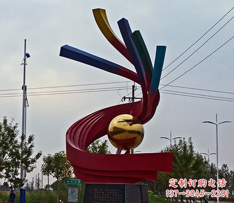 贵州不锈钢飘带雕塑艺术与自然的完美结合