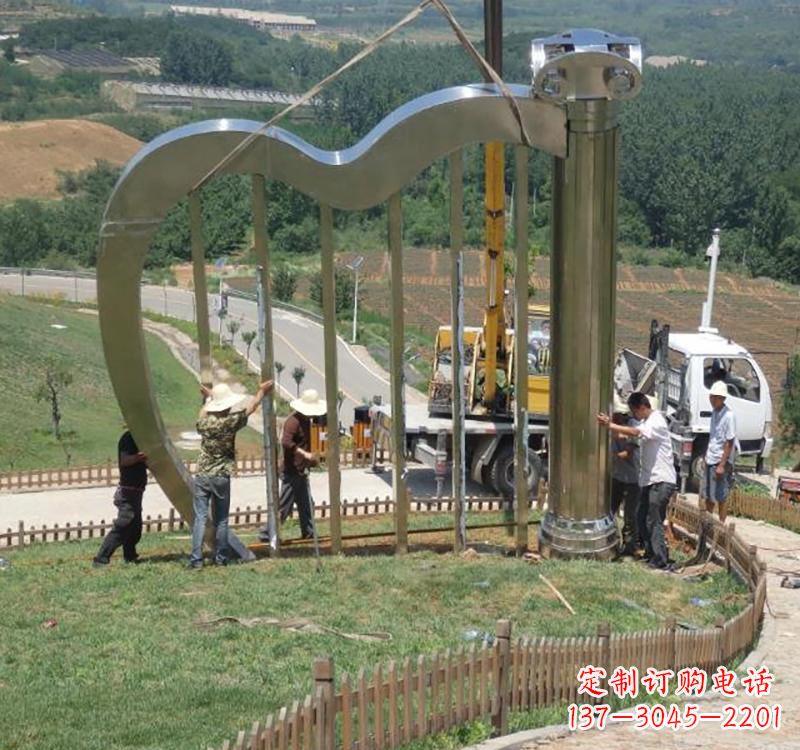 贵州音乐美学不锈钢竖琴雕塑