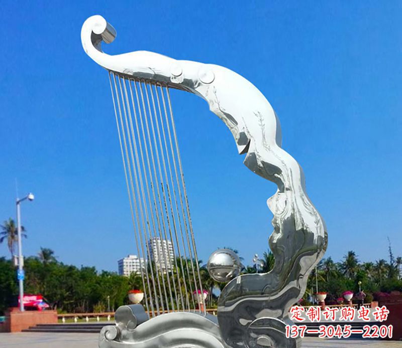 贵州不锈钢竖琴雕塑——传承古典音乐之美