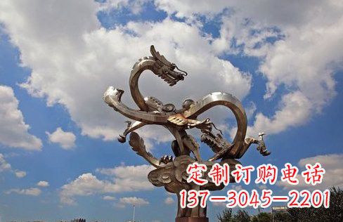 贵州不锈钢双龙戏珠雕塑——千古传说的艺术瑰宝