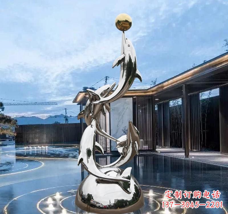 贵州海豚的优雅身姿——不锈钢水景雕塑