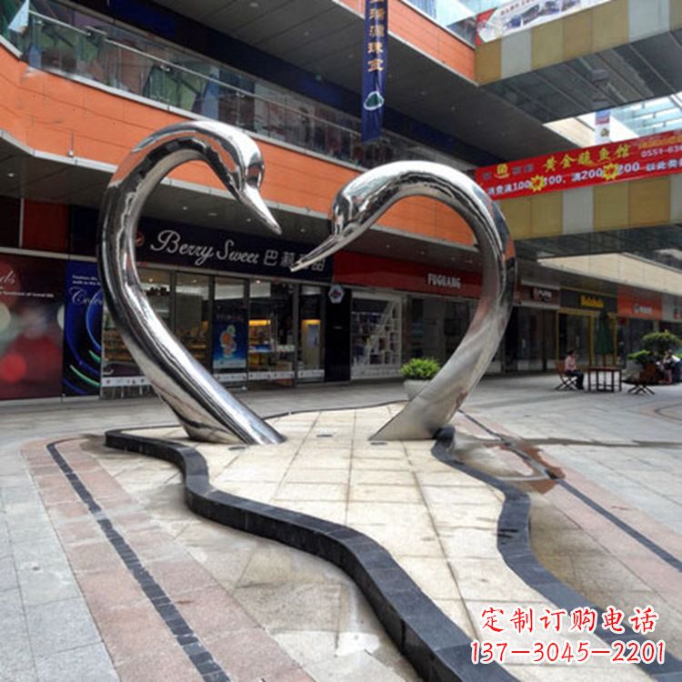 贵州不锈钢天鹅爱情雕塑把浪漫永恒的爱情永久凝固