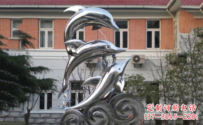 贵州不锈钢跳跃海豚雕塑