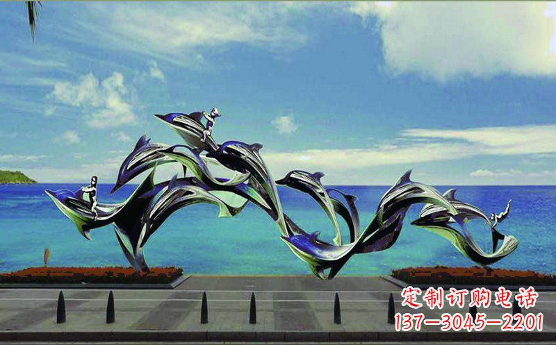 贵州不锈钢海豚广场雕塑——精致而又活泼