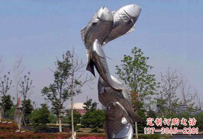 贵州不锈钢跳跃的鲤鱼雕塑