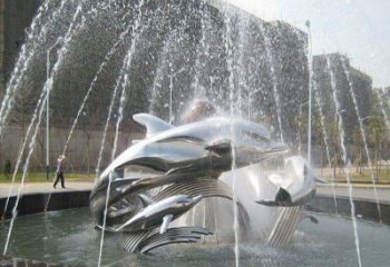 贵州不锈钢商场大型景观鱼喷泉展现雕塑之美