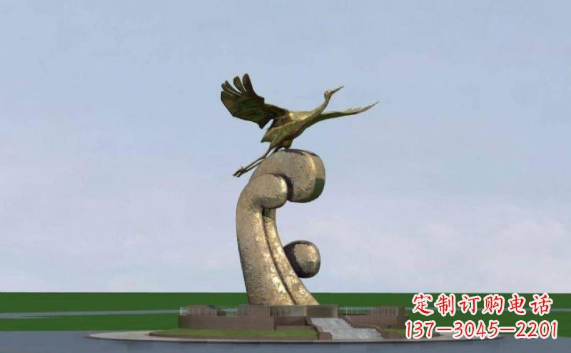 贵州不锈钢仙鹤雕塑象征着美丽和宁静