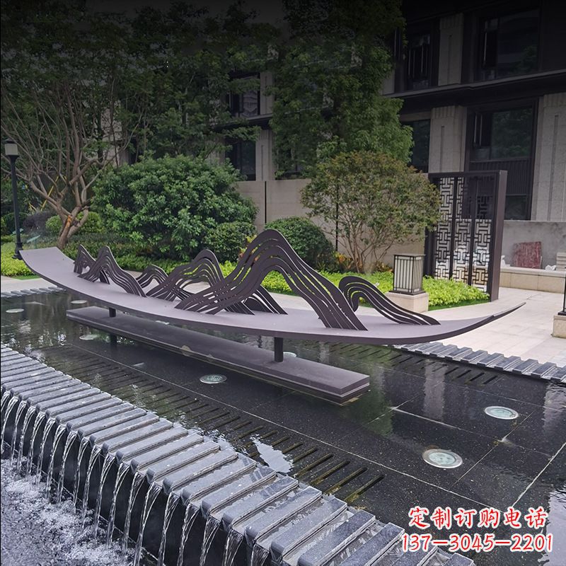 贵州精美的不锈钢小船假山