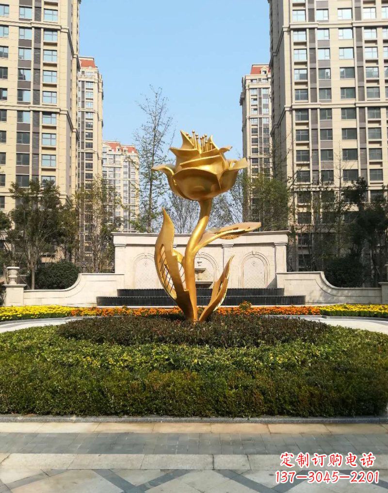 贵州不锈钢小区玫瑰花雕塑浓郁情感的视觉体验