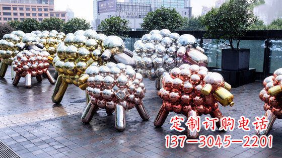 贵州不锈钢小羊肖恩抽象动物雕塑