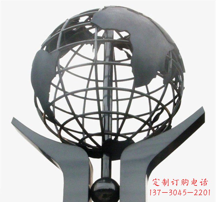 贵州象征地球一体的不锈钢校园手托地球雕塑