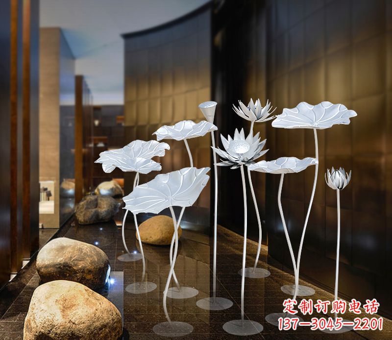 贵州不锈钢银色荷花雕塑精美外形魅力无限
