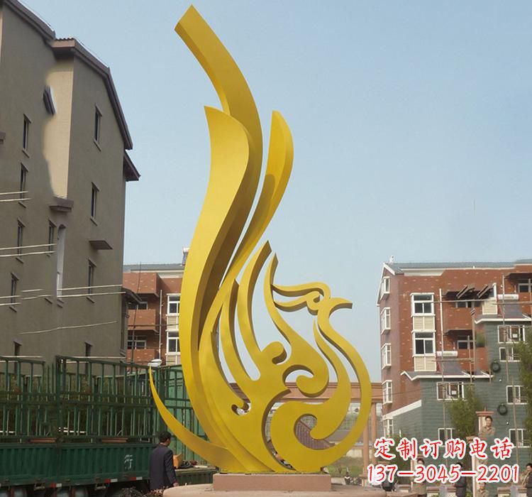 贵州静谧的凤凰不锈钢园林雕塑
