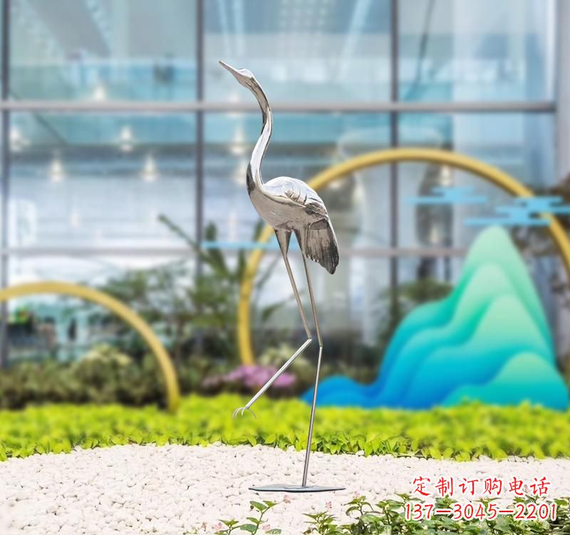 贵州不锈钢展翅仙鹤雕塑